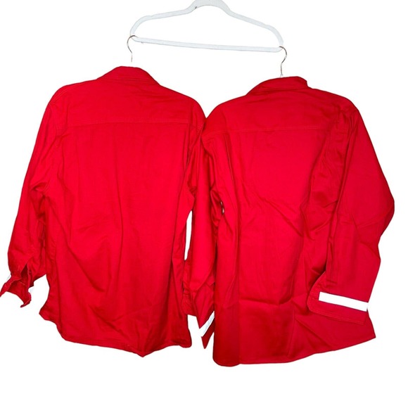 Lot Of 2 Lapco FR Large Mens Red Moisture Management Collared Button Up New* - Picture 2 of 9